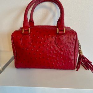 Italian Ostrich Red Bag